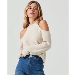 ASTR The Label Cream Cold Shoulder Sweater